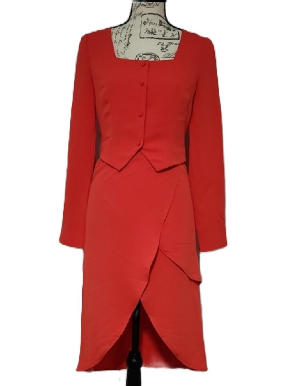 NuRode Elegant Melon "Red" Two-Piece Dress Set NWT Small